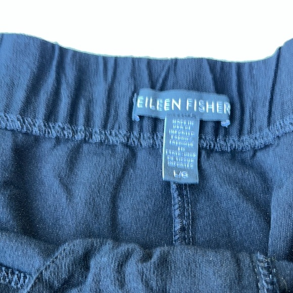 Eileen Fisher Jersey Viscose Cropped Crepe Wide Leg Pants Black Large - Picture 7 of 8